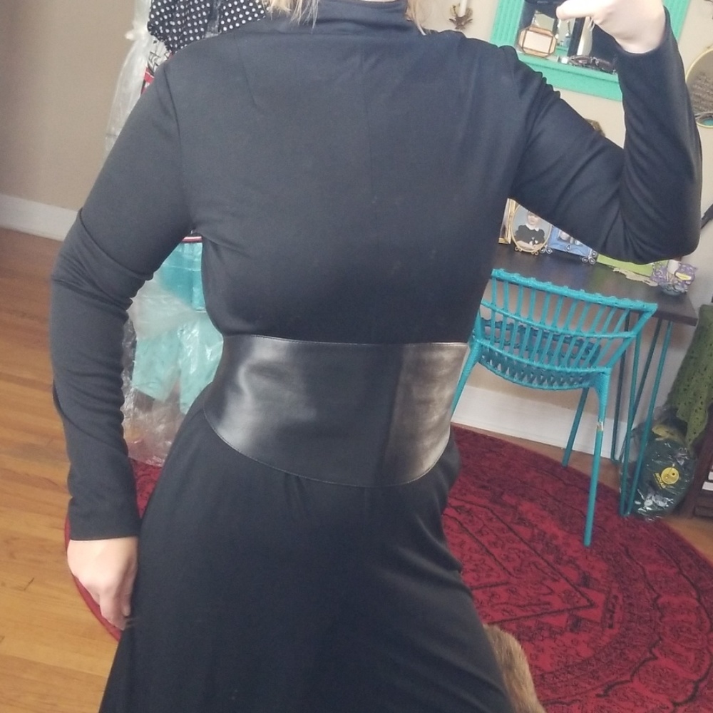 VTG Joan Leslie 4 Kasper Blk Bellbottom Jumpsuit - Picture 3 of 8